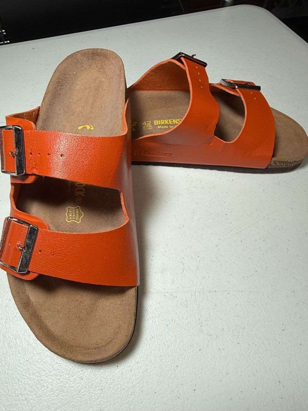 Birkenstocks Arizona Unisex Vegan Sandals, 42 R - Orange
